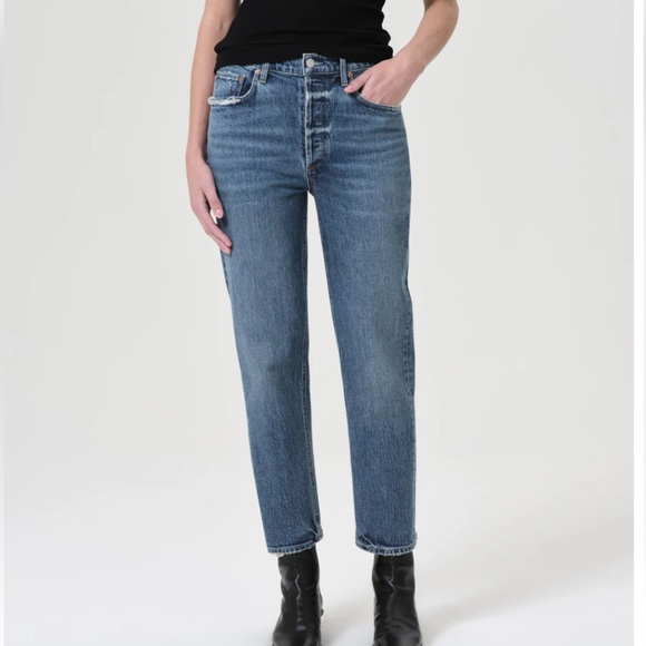 Agolde Riley crop button fly jeans 31 - Picture 1 of 9